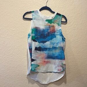 Abstract Blue-Green Print Sleeveless Tank Top